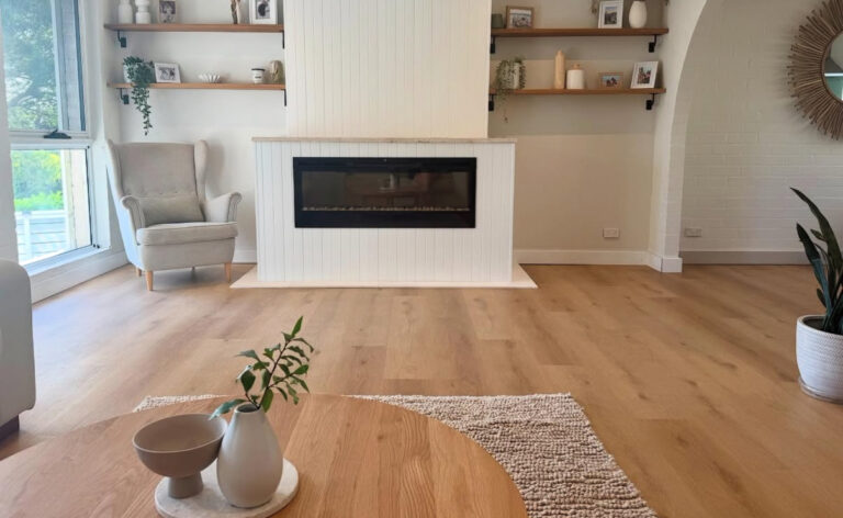 Hybrid Flooring Loungeroom Straight Lay Light Brown