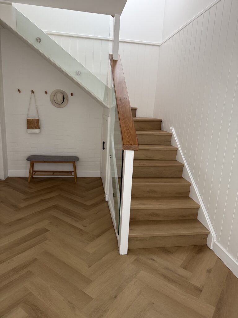 Hybrid Staircase and Herringbone Floors